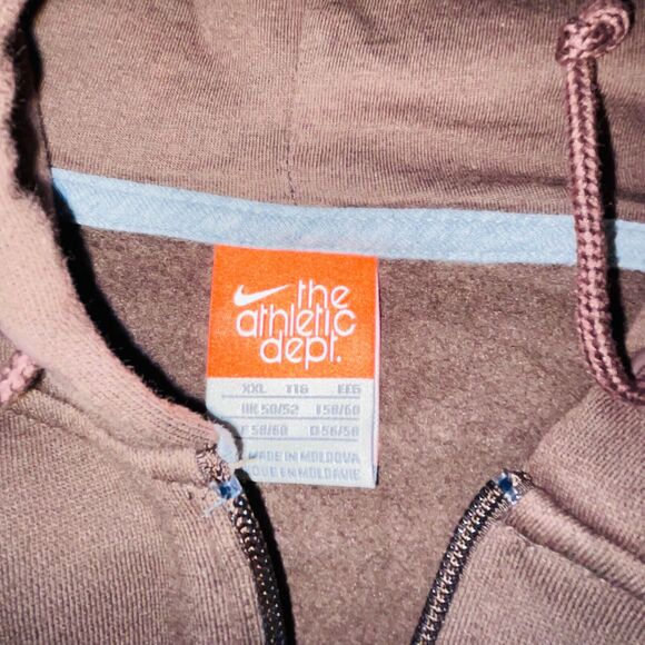 Nike Athletic Dept. Zip Up Hoodie Men’s XXL Brown y2k Grunge Vintage - Picture 3 of 15